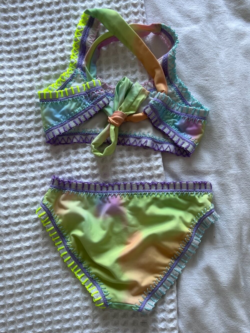 PQ Swim Sporty Rainbow Tie Dye Embroidered Bikini - Picture 2 of 5